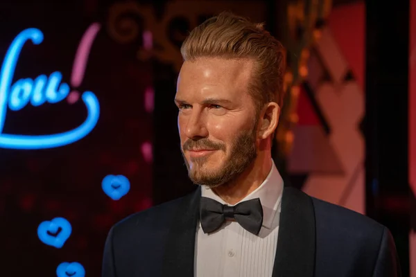 stock image Istanbul, Turkey - February 10, 2023: Wax sculpture of David Beckham at Madame Tussauds Istanbul.