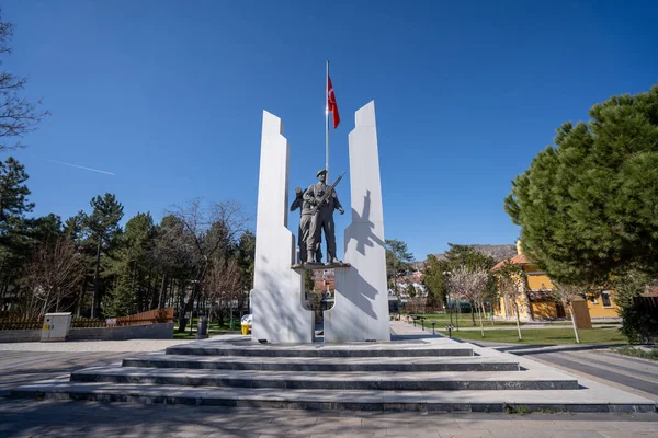 Estatua Parque Istiklal Yolu Centro Ciudad Cankiri Cankiri Turquía Marzo —  Fotos de Stock