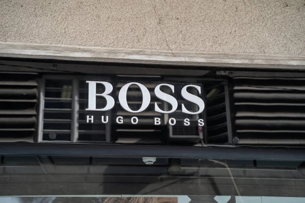 Hugo Boss Skylt Och Logotyp Hugo Boss Som Ofta Kallas — Stockfoto
