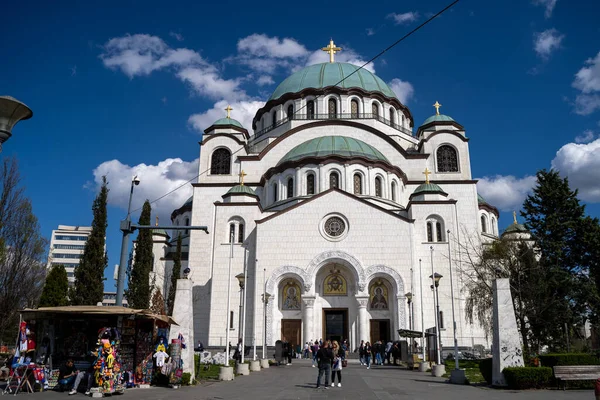 Saint Sava Kilisesi bir Sırp Ortodoks kilisesidir. Belgrad, Sırbistan - 31 Mart 2023.