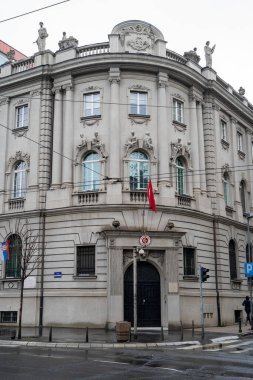 Sırbistan 'daki Türkiye Büyükelçiliği binası. Belgrad, Sırbistan - 1 Nisan 2023.