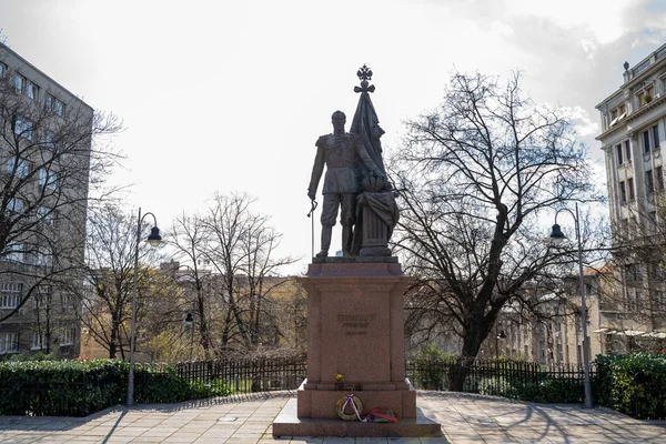 Pomnik Car Mykoła Romanow Dar Rosyjskiego Wojskowego Towarzystwa Historycznego Znajduje — Zdjęcie stockowe