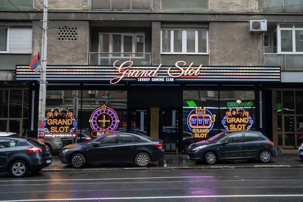 stock image Grand Slot Luxury Gaming Club logo and sign. Belgrade, Serbia - April 1, 2023.