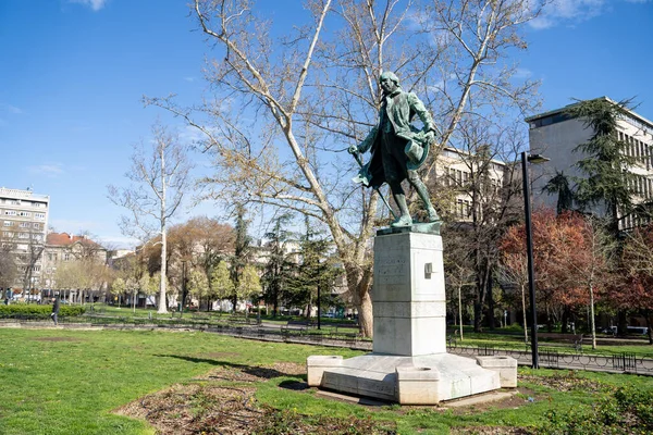 Monument Voor Dositej Obradovic Het Studentenpark Belgrado Servië April 2023 — Stockfoto
