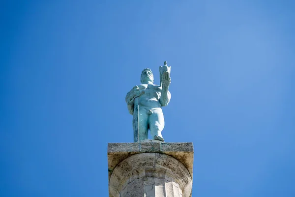 Pobednik Wiktor Jest Pomnikiem Górnym Mieście Twierdzy Belgrad Parku Kalemegdan — Zdjęcie stockowe