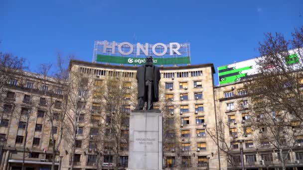 Nikola Pai Monumentet Nikola Pasic Var Serbisk Och Jugoslaviska Politiker — Stockvideo