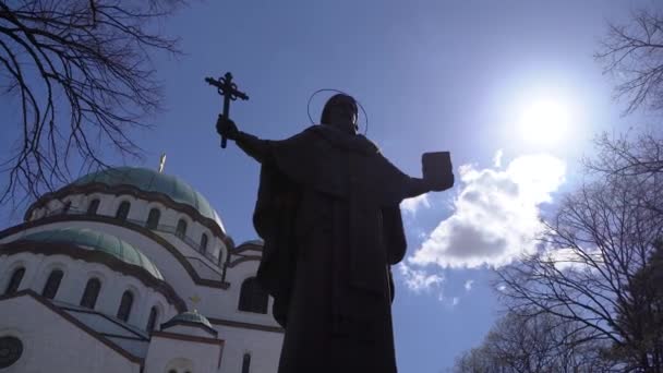 Monument Saint Sava Front Church Belgrade Serbia March 2023 — Stock Video