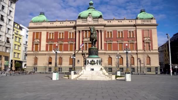 Monumento Príncipe Mihailo Plaza República Belgrado Belgrado Serbia Marzo 2023 — Vídeos de Stock