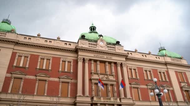 Gedung Museum Nasional Serbia Belgrade Serbia April 2023 — Stok Video