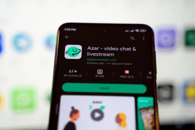 Azar - Google Play Store 'da Video Sohbet ve Livestream mobil uygulaması. Ankara, Türkiye - 28 Nisan 2023.