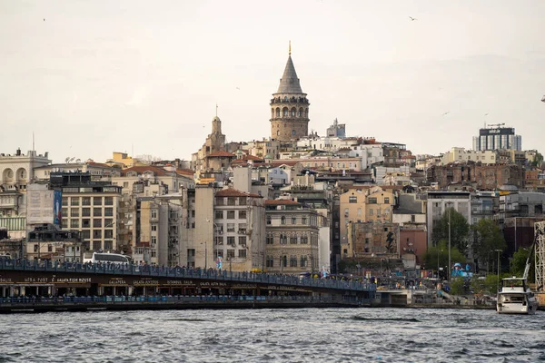 Pont Galata Tour Galata Vue Côte Eminn Istanbul Turquie Mai — Photo