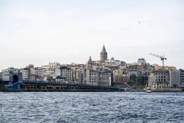 Pont Galata Tour Galata Vue Côte Eminn Istanbul Turquie Mai — Photo