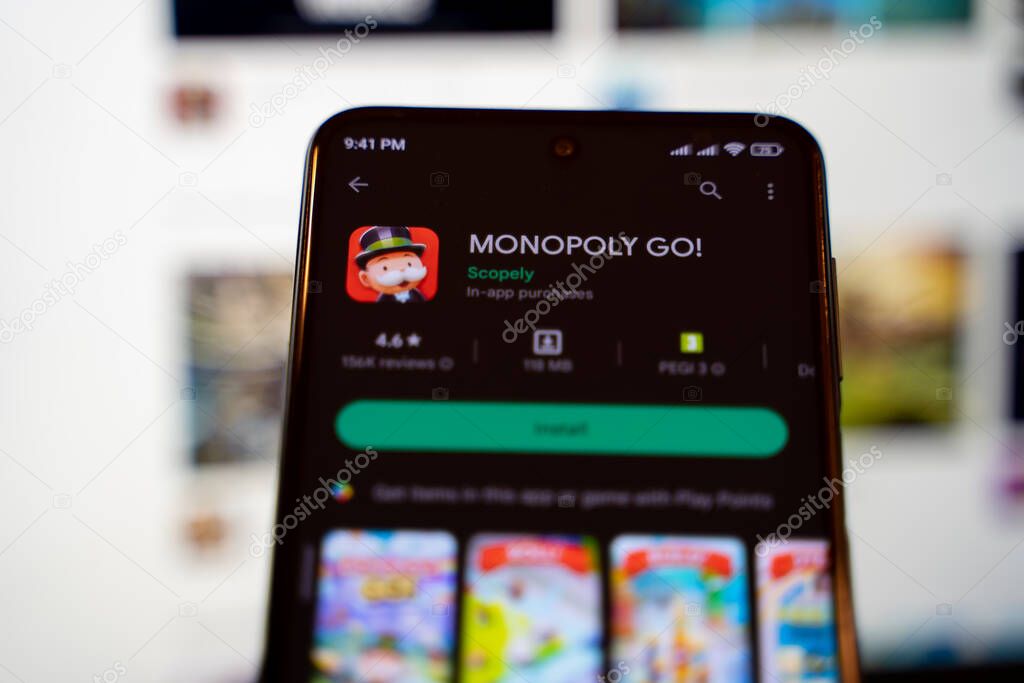 Monopoly Go, mobile game on Google Play. Ankara, Turkey - April 28, 2023.