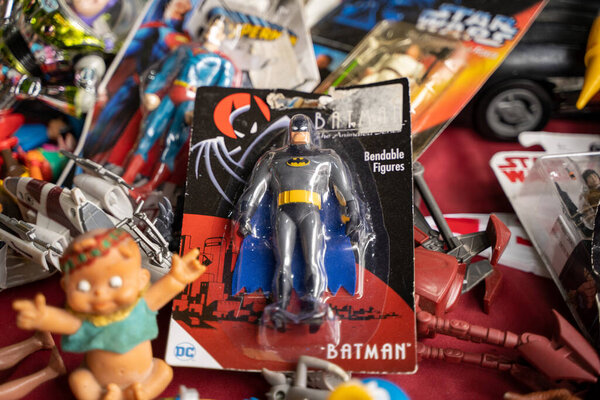 Batman toy figure at the flea market. Ankara, Turkey - May 7, 2023.