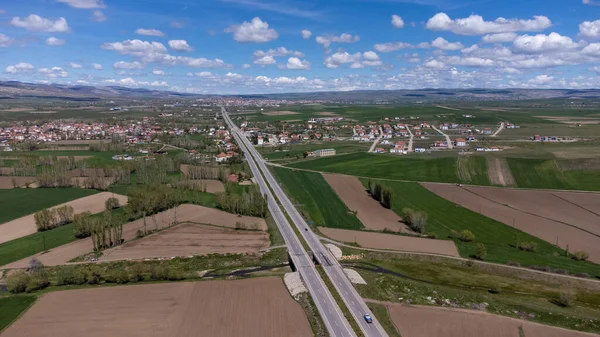 Kayseri Sivas highway road aerial view.