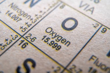 Elementlerin periyodik tablosunda oksijen.