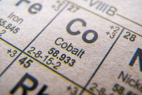 Cobalt Sur Tableau Périodique Des Éléments — Photo