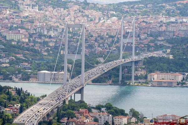Αεροφωτογραφία Της Γέφυρας Βοσπόρου Της Ιστανμπούλ Από Ζινκιρλικούγιου Κωνσταντινούπολη Τουρκία — Φωτογραφία Αρχείου