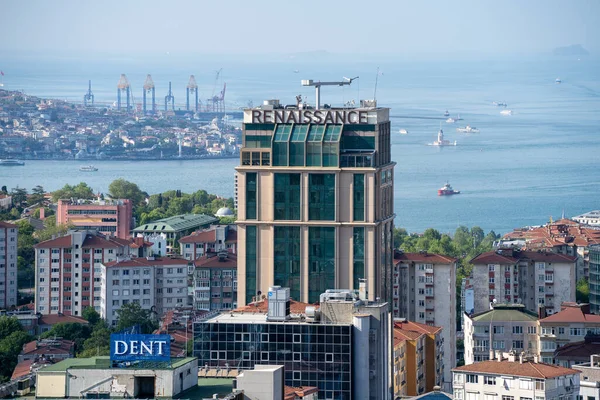 Vista Aérea Del Renaissance Istanbul Polat Bosphorus Hotel Distrito Besiktas — Foto de Stock