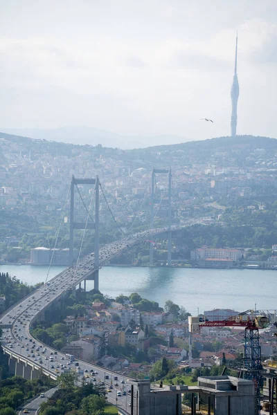 Vista Aérea Del Puente Del Bósforo Estambul Torre Camlica Estambul — Foto de Stock