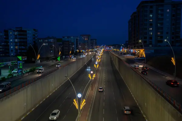 Nachtaufnahme Der Autobahn Stadtzentrum Von Sanliurfa Sanliurfa Türkei Juni 2023 — Stockfoto