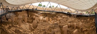 Göbeklitepe 'nin panoramik görünümü arkeolojik bir alandır. Göbeklitepe Dünyanın En Eski Tapınağı.