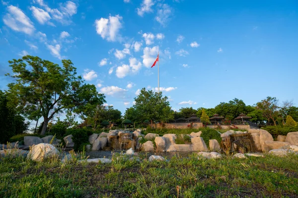 stock image Ankara's famous 50th Year Park (50.Yil Parki) and Turkish Flag.