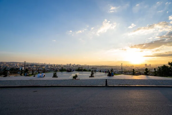 Coucher Soleil Dans Parc Ankara 50E Année Yil Parki Ankara — Photo