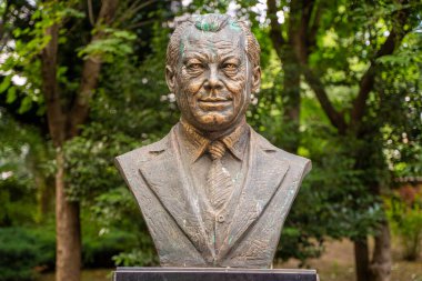 Willy Brandt bust statue in the park in ili district of Istanbul. Willy Brandt was a German politician. Istanbul, Turkey - June 20, 2023. clipart