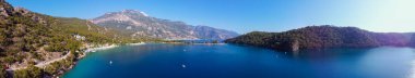 Oludeniz 'deki hava panoramik Kumburnu Sahili (Blue Lagoon).