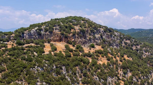 Αεροφωτογραφία Των Σπηλαίων Στην Αρχαία Πόλη Των Κυανών — Φωτογραφία Αρχείου