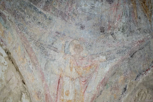 Anciennes Fresques Peintures Murales Temple Dans Église Saint Nicolas Sanctuaire — Photo