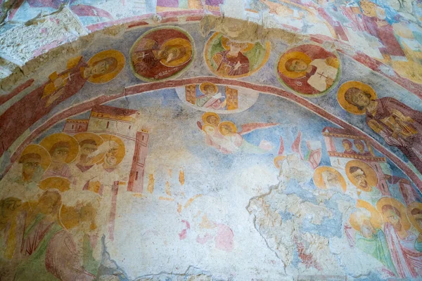Starożytne Freski Zachowane Murale Świątyni Kościele Mikołaja Chrześcijańskiej Świątyni Antalya — Zdjęcie stockowe