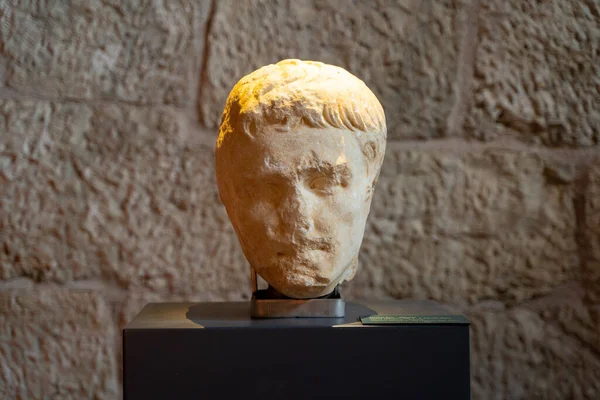 Cabeza Mármol Estatua Encontrada Myra Exhibición Museo Las Civilizaciones Lycian — Foto de Stock