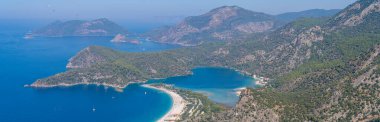 Lycian Yolu 'ndan Oludeniz' in (Mavi Göl) havadan panoramik görüntüsü.