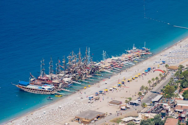 Вид Воздуха Туристические Суда Пляже Бельчекиз Ликийского Пути Мугла Турция — стоковое фото