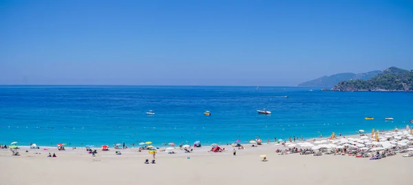 Panoramic View Tourists Sunbathing Swimming Belcekiz Belcegiz Beach Oludeniz Blue — Stock Photo, Image