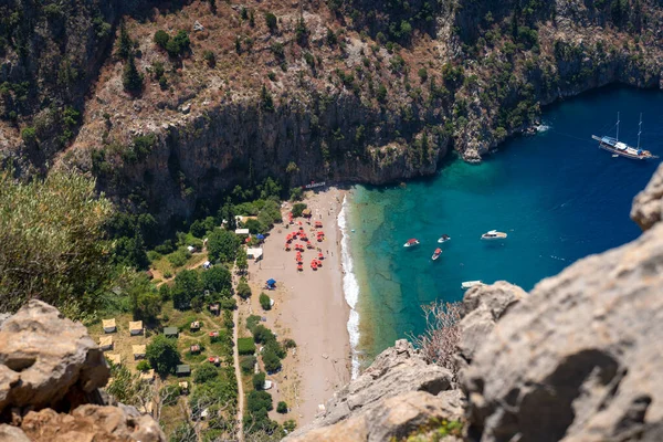 Stock image Aerial view of Butterfly Valley (Kelebekler Vadisi) beach in Oludeniz district. Mugla, Turkey - July 10, 2023.