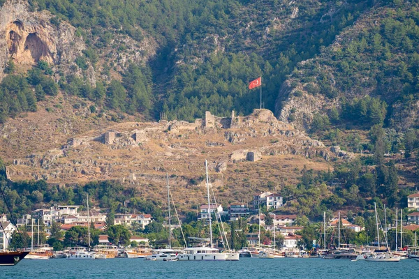 Uitzicht Fethiye Haven Fethiye Castle Van Fethiye Bay Mugla Turkije — Stockfoto