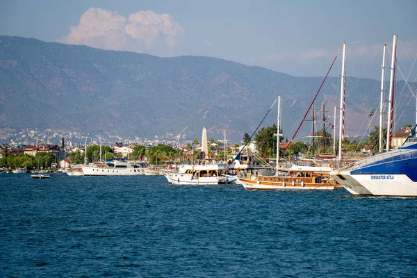 Blick Auf Die Schiffe Hafen Von Fethiye Mugla Türkei Juli — Stockfoto