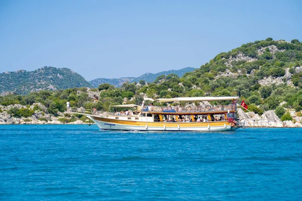Menschen Auf Dem Touristenboot Der Bucht Von Kekova Antalya Türkei — Stockfoto