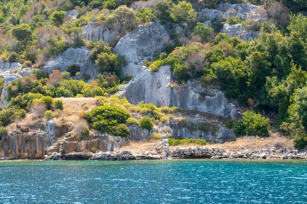 Ruínas Antigas Nas Margens Ilha Kekova Antalya Turquia — Fotografia de Stock