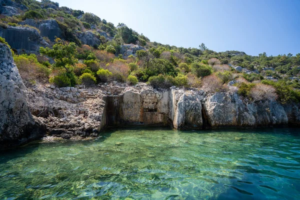 Antike Ruinen Unter Wasser Ufer Der Insel Kekova Antalya Türkei — Stockfoto