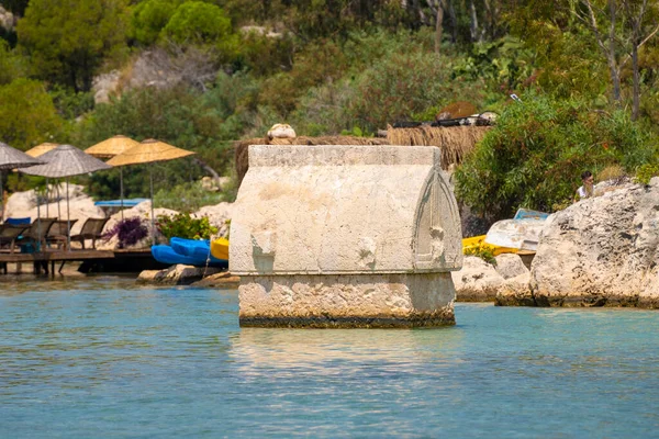 Das Antike Lykische Königsgrab Wasser Der Küste Von Simena Antalya — Stockfoto