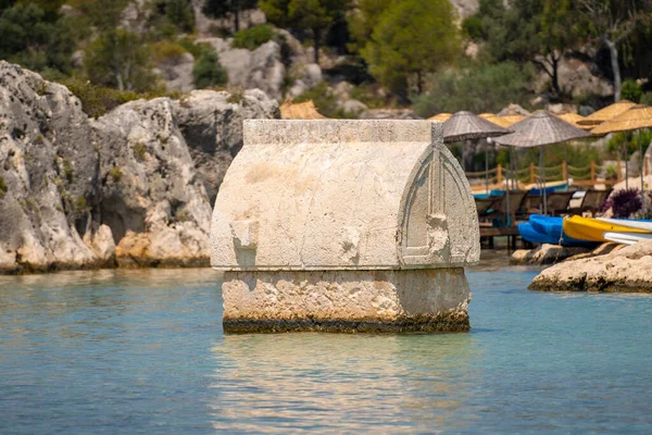 Das Antike Lykische Königsgrab Wasser Der Küste Von Simena Antalya — Stockfoto