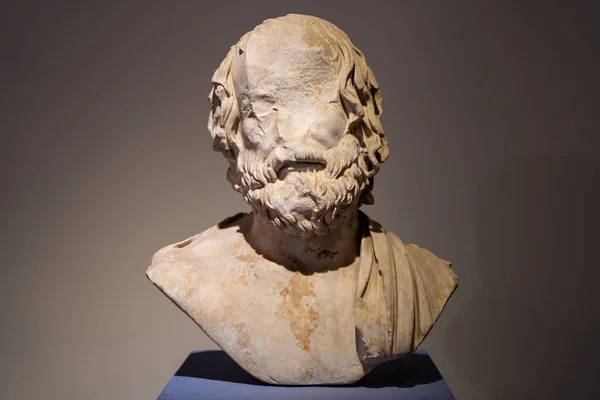 Bust Euripides Okresu Rzymskiego Muzeum Bergama Izmir Turcja Lipca 2023 — Zdjęcie stockowe