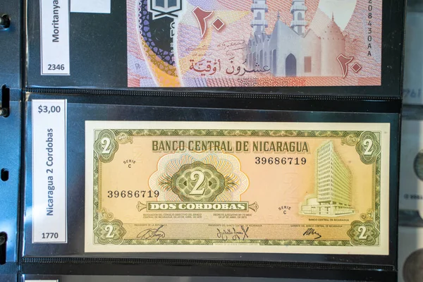 Nikaragua Cordobas Banknotu Bit Pazarında Ankara Türkiye Ağustos 2023 — Stok fotoğraf