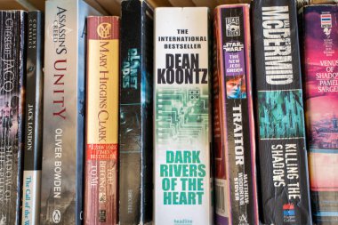 Bitpazarındaki Dean Koontz 'un Dark Rivers of The Heart kitabı. Ankara, Türkiye - 6 Ağustos 2023.