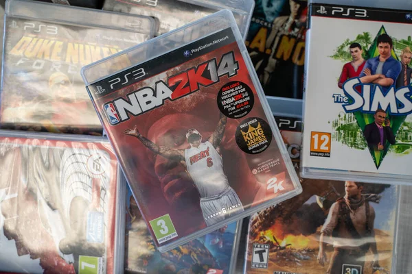 stock image NBA 2K14 PlayStation game CD at the flea market. Ankara, Turkey - August 6, 2023.