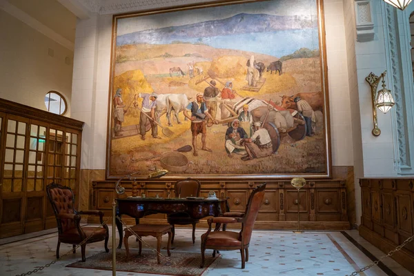 Grain Threshing Ζωγραφική Στο Μουσείο Ziraat Bank Άγκυρα Τουρκία Αυγούστου — Φωτογραφία Αρχείου